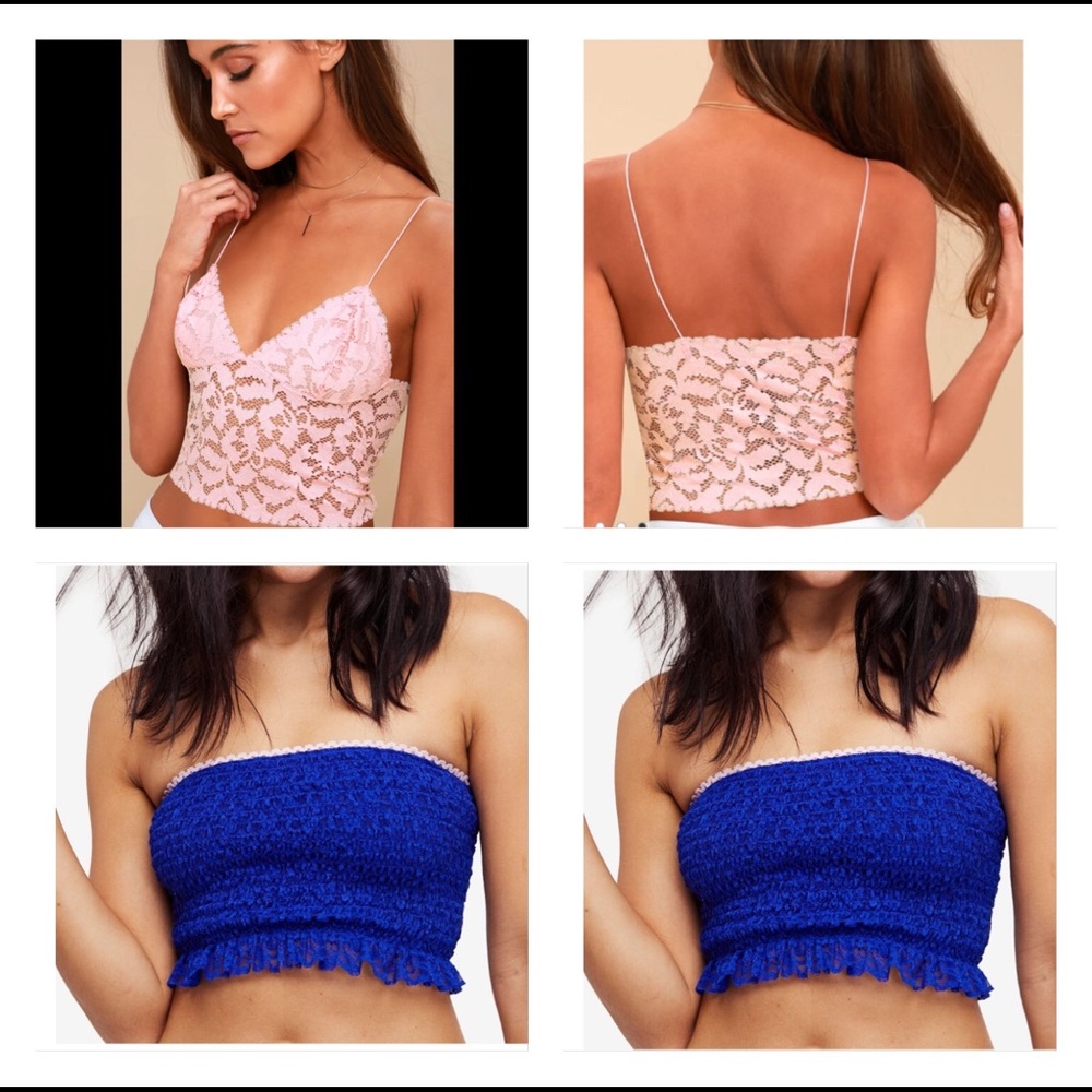 Free People Pink & Royal Blue Bralette Bundle